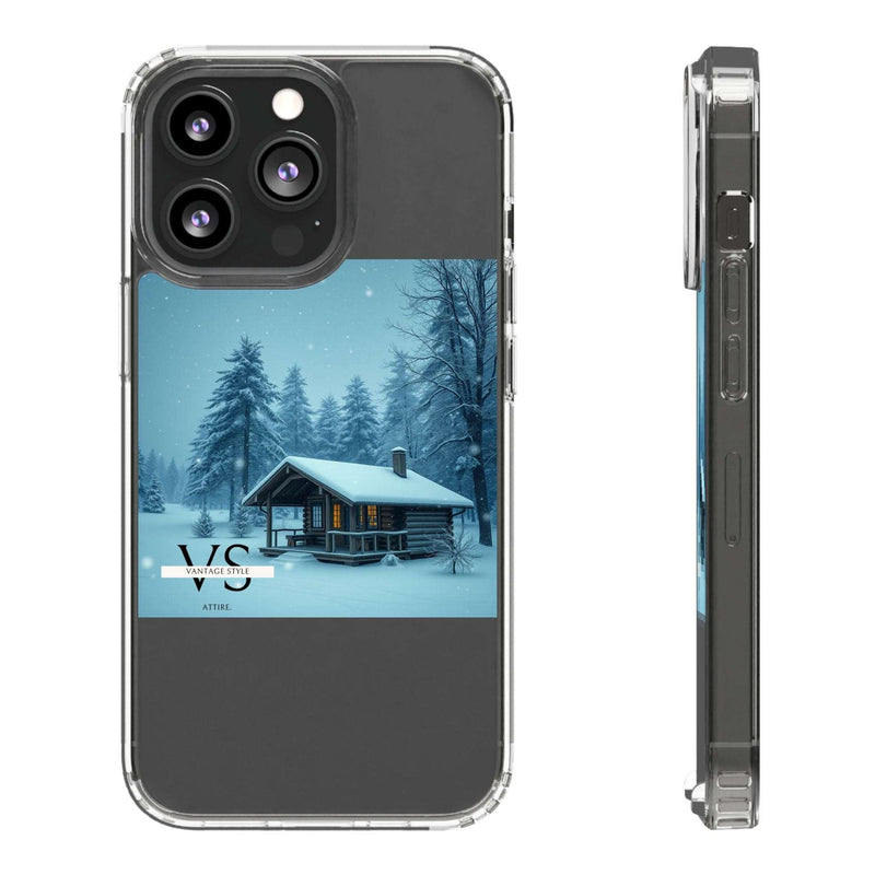 Vantage Style Elegant Mobile Case with Iconic Logo and Winter Cabin Design