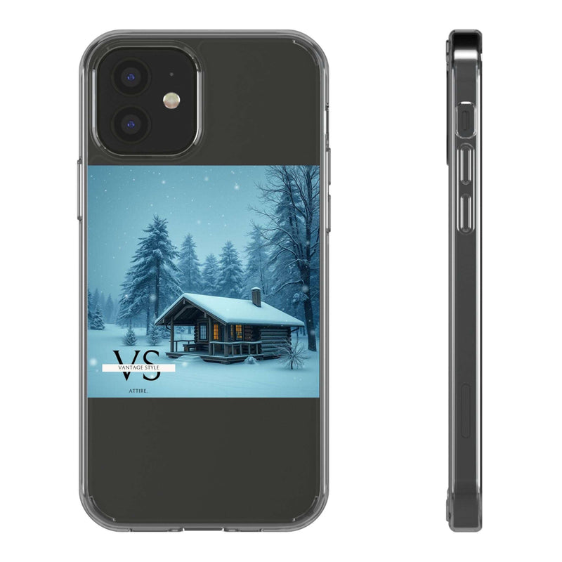 Vantage Style Elegant Mobile Case with Iconic Logo, showcasing a sleek design and vibrant winter scene for stylish protection.