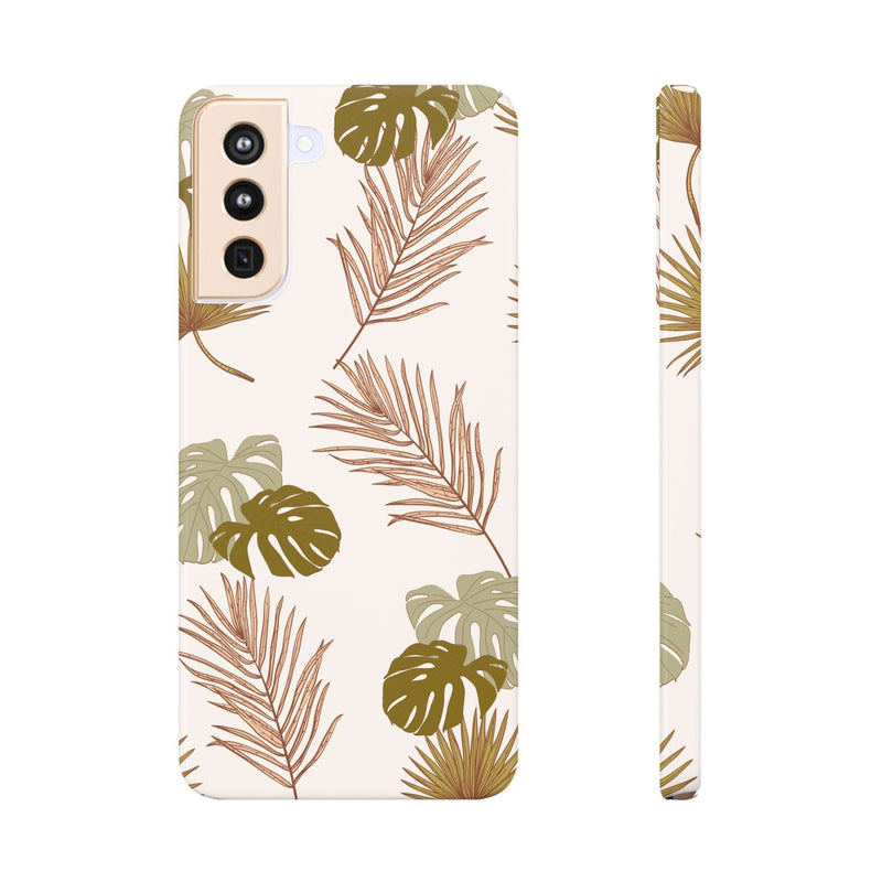 Nature-Inspired Mobile Phone Case with tropical leaf design and full-wrap print.