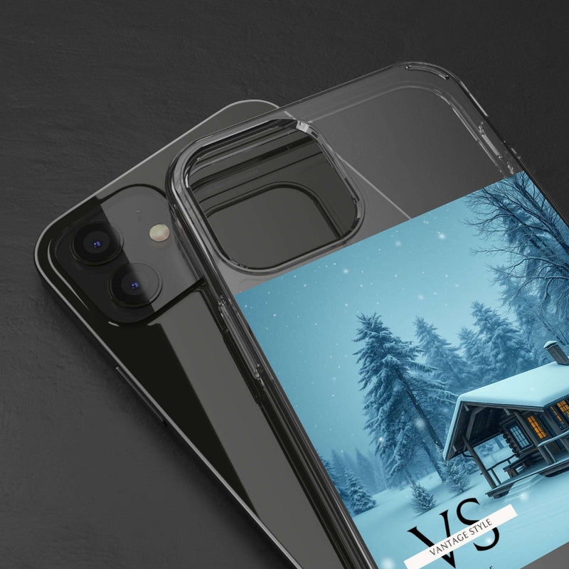 Stylish Vantage Style Elegant Mobile Case with iconic logo and winter scene design.