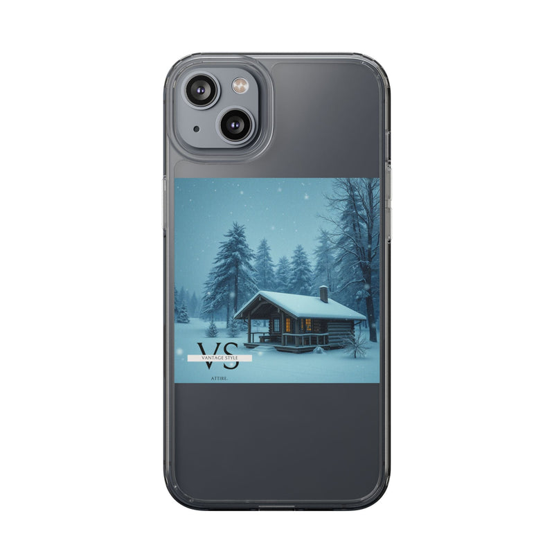 Vantage Style Elegant Mobile Case with iconic logo and winter cabin design, showcasing style and durability.