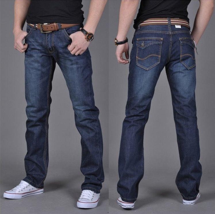 Men's jeans showcasing front and back, stylish and comfortable design, perfect for versatile wear.