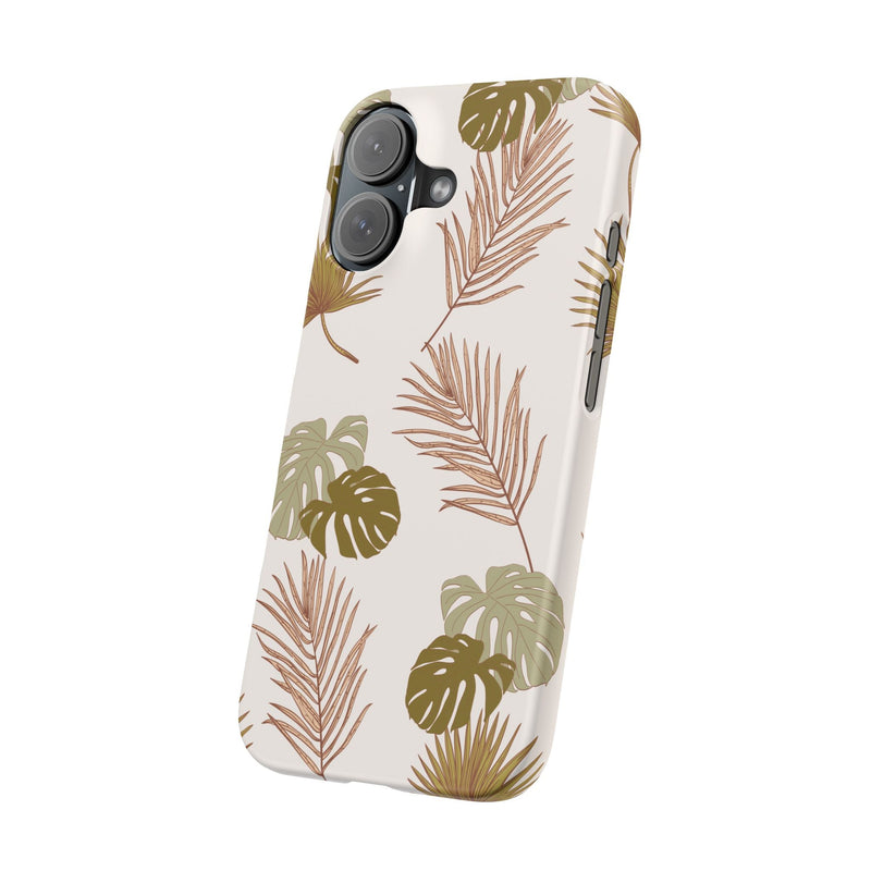 Nature-Inspired Mobile Phone Case with tropical leaf design, durable polycarbonate, slim, and lightweight.