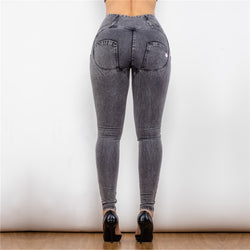 Gray High Waisted Jeggings for Women - Slimming, Comfortable, & Body-Shaping