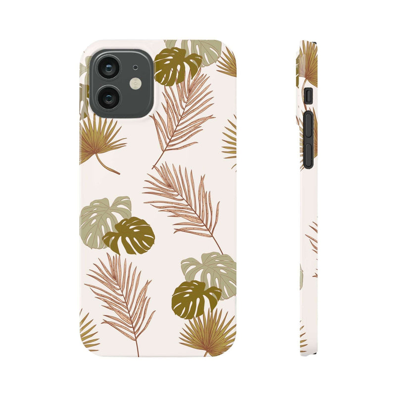 Nature-Inspired Mobile Phone Case with Tropical Leaf Design for iPhone 16 Series