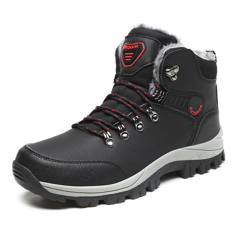 Winter boots for men with plush lining and lace-up design.