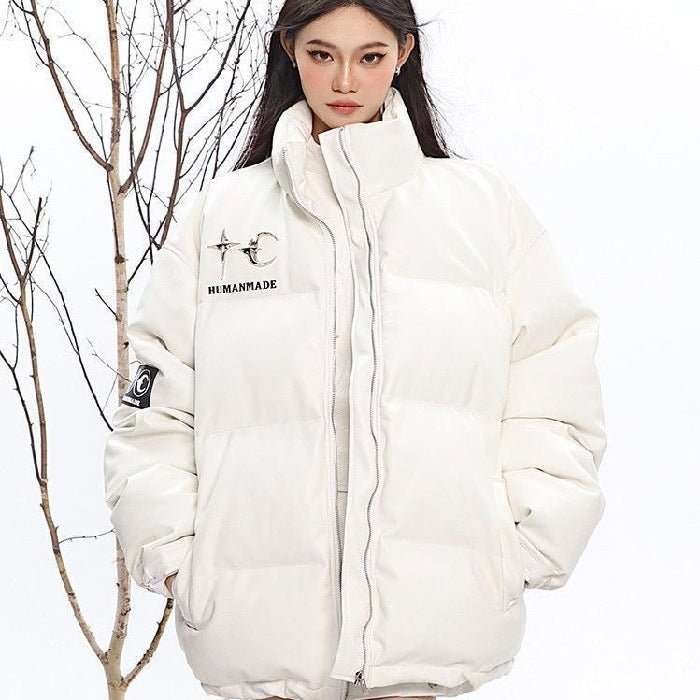 Women's insulated puffer jacket in white, perfect winter essential by Cjdropshipping.