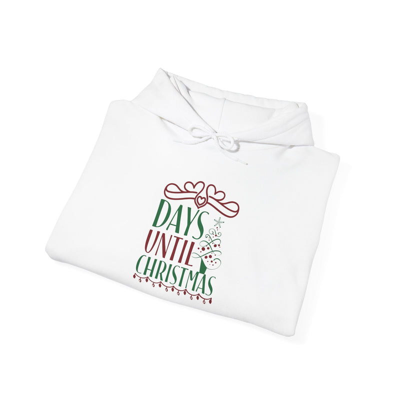 Limited edition men's Christmas hooded sweatshirt with "Days Until Christmas" design.