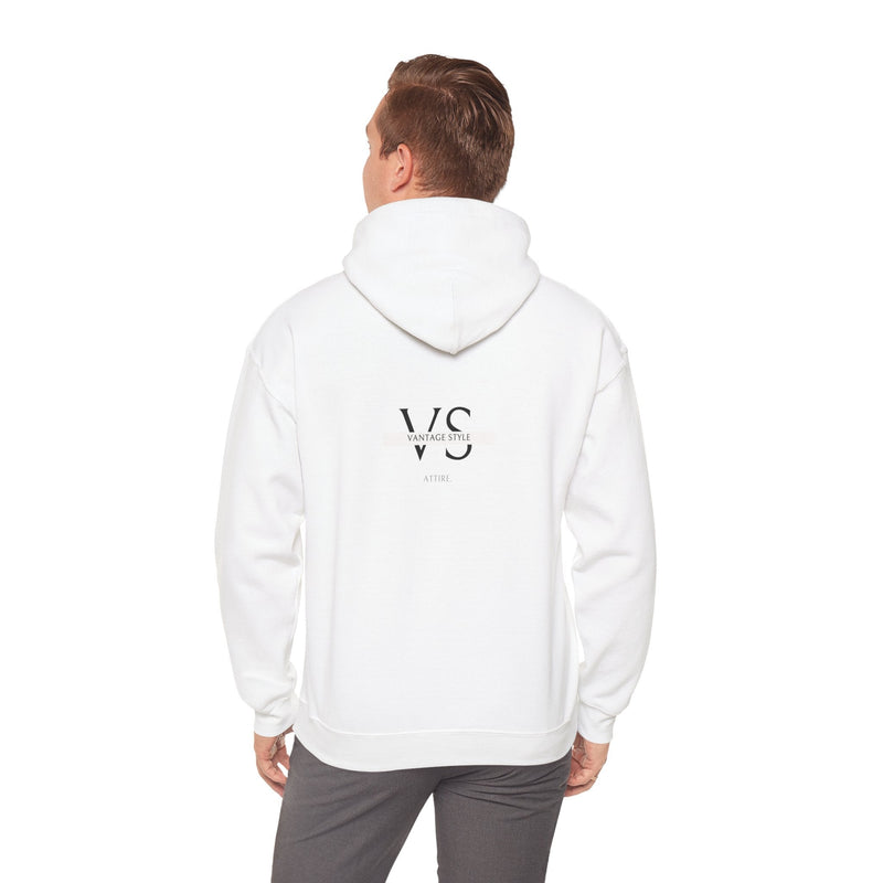 Limited edition men's Christmas hooded sweatshirt, white, back view.