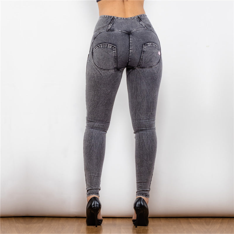 Gray High Waisted Jeggings for Women - Slimming, Comfortable, & Body-Shaping