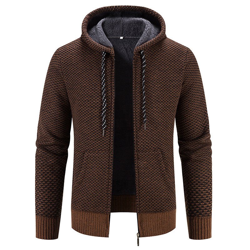 Men's elegant insulated winter coat with detachable hood and sleek slim fit design.