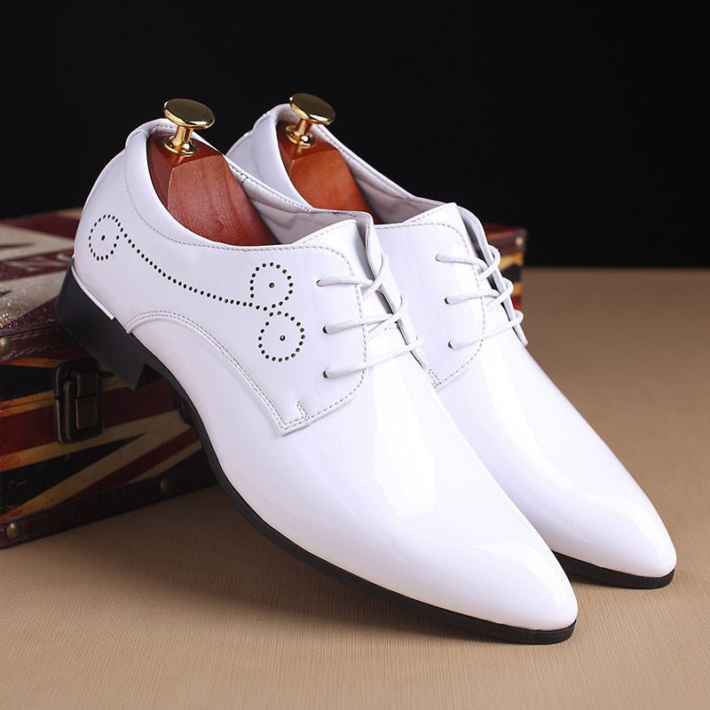 Men's stylish white leather formal shoes with elegant design, ideal for business and formal wear.