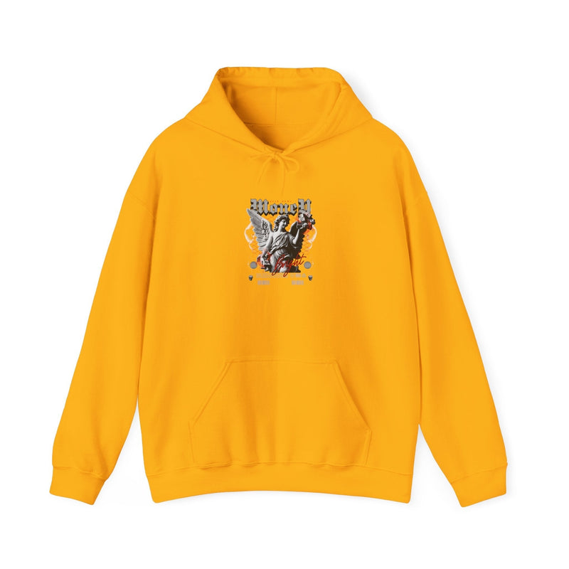 Urban Vibes Men's Graphic Hoodie in yellow with bold design, offering stylish comfort for streetwear enthusiasts.