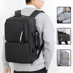 Large capacity black laptop bag for business, school, and travel with versatile design.