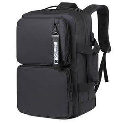 Black large capacity laptop bag with multiple compartments, padded shoulder straps, and sleek design for business, school, and travel.